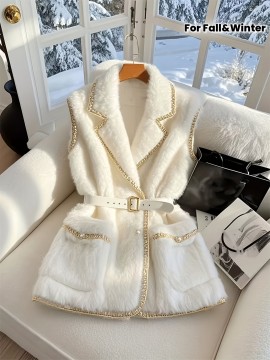 Autumn and Winter Sleeveless Tweed Jacket