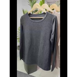 Women's Black Long Sleeve Crew Neck T-Shirt with White & Grey Titmouse Bird & Red Berry Graphic Print - Soft Casual Fall Winter Top, Machine Washable Everyday Comfortable Shirt for Nature-Inspired Outfits