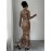 Women's Elegant Leopard Print maxi dress - Long Formal/Party/Office gown, flared hem, All-Season Chic, Non-See-Through Fabric for Everyday, Dates, Events - Elegant Women's Clothing