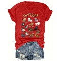 [Pink Cat Tshirt] Bright Pink Women's Cat Lover Graphic T-Shirt | Short Sleeve Crew Neck Casual Top with 